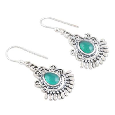 Alternate image for Green Onyx Chandelier Earrings Crafted from Sterling Silver Memories of the Wise