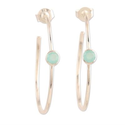 Alternate image for Chalcedony and Sterling Silver Half-Hoop Earrings Cloud Busting
