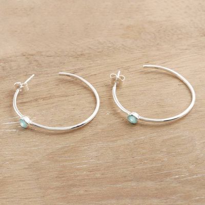 Alternate image for Chalcedony and Sterling Silver Half-Hoop Earrings Cloud Busting