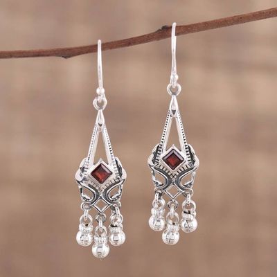 Alternate image for Garnet and Sterling Silver Chandelier Earrings from India Delightful Deco