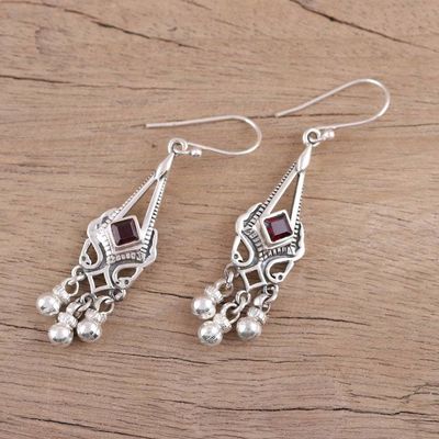 Alternate image for Garnet and Sterling Silver Chandelier Earrings from India Delightful Deco