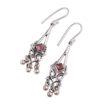 Alternate image for Garnet and Sterling Silver Chandelier Earrings from India Delightful Deco