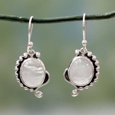 Main image for Rainbow Moonstone Jewelry Indian Sterling Silver Earrings Indian Paisley