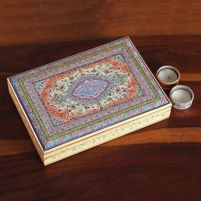 Alternate image for Painted Floral Weeping Willow Wood Decorative Box from India Celestial Bouquet
