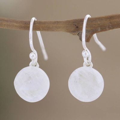Alternate image for Rainbow Moonstone and Sterling Silver Dangle Earrings Chance of Sun