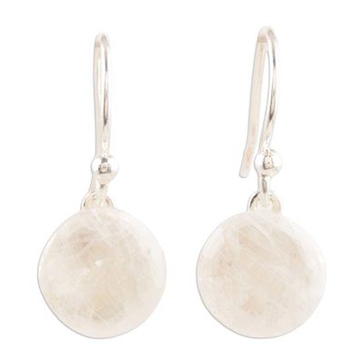 Alternate image for Rainbow Moonstone and Sterling Silver Dangle Earrings Chance of Sun