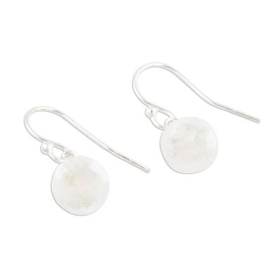Alternate image for Rainbow Moonstone and Sterling Silver Dangle Earrings Chance of Sun