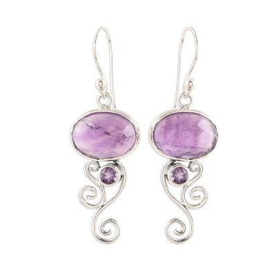 Alternate image for Purple Amethyst and Sterling Silver Dangle Earrings Eternal Frame