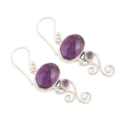 Alternate image for Purple Amethyst and Sterling Silver Dangle Earrings Eternal Frame