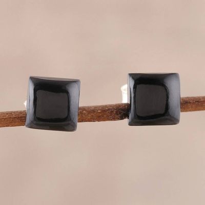 Alternate image for Square Black Onyx Stud Earrings from India Contemporary Corners