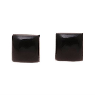 Alternate image for Square Black Onyx Stud Earrings from India Contemporary Corners