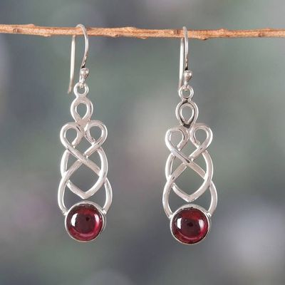 Alternate image for Polished Natural Garnet Dangle Earrings from India Passionate Twists