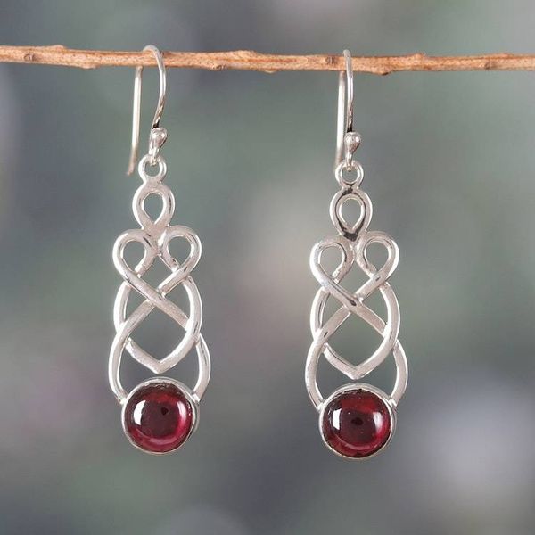 Alternate image for Polished Natural Garnet Dangle Earrings from India Passionate Twists