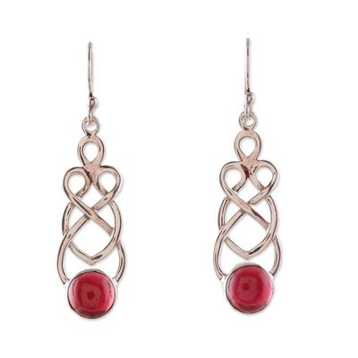Alternate image for Polished Natural Garnet Dangle Earrings from India Passionate Twists