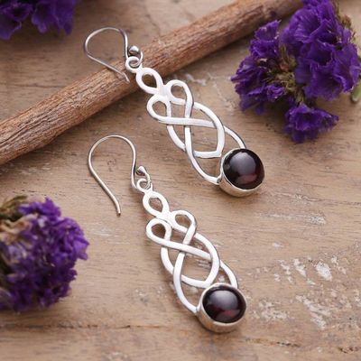 Alternate image for Polished Natural Garnet Dangle Earrings from India Passionate Twists