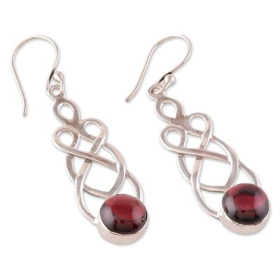Alternate image for Polished Natural Garnet Dangle Earrings from India Passionate Twists