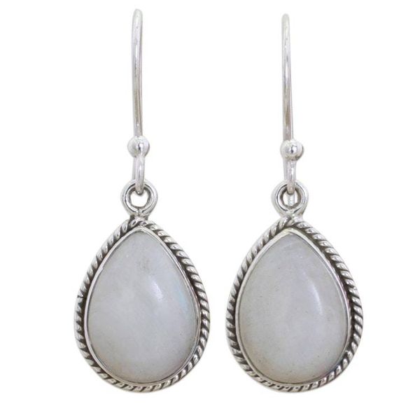 Alternate image for Rainbow Moonstone Teardrop Dangle Earrings from India Rainbow Morning