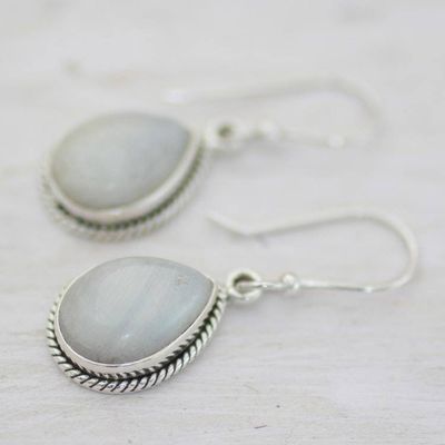 Alternate image for Rainbow Moonstone Teardrop Dangle Earrings from India Rainbow Morning