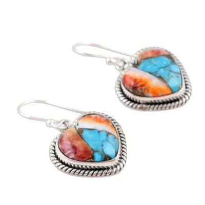 Alternate image for Heart-Themed Dangle Earrings with Composite Turquoise Romantic Festival
