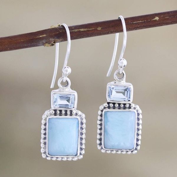 Alternate image for Larimar and Blue Topaz Dangle Earrings Beyond Bliss