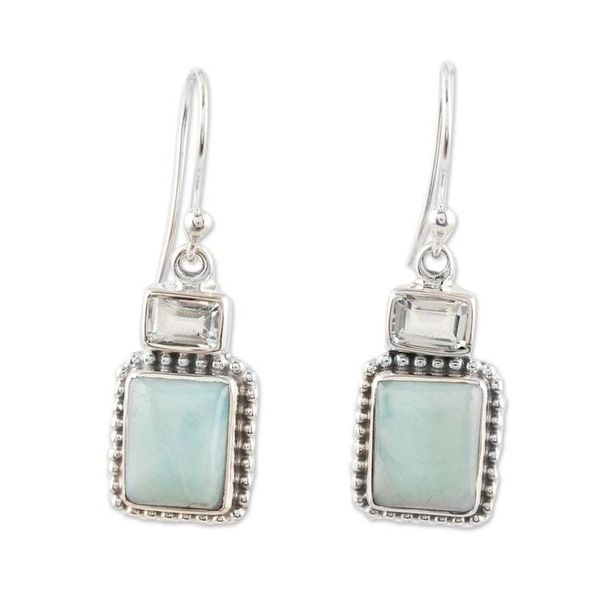 Alternate image for Larimar and Blue Topaz Dangle Earrings Beyond Bliss