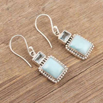 Alternate image for Larimar and Blue Topaz Dangle Earrings Beyond Bliss