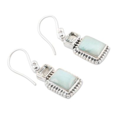 Alternate image for Larimar and Blue Topaz Dangle Earrings Beyond Bliss