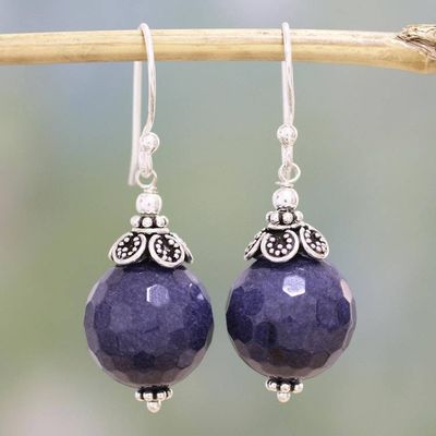 Alternate image for Violet Blue Aventurine and Sterling Silver Dangle Earrings Blue Violet Exuberance