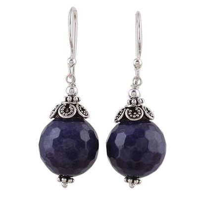 Alternate image for Violet Blue Aventurine and Sterling Silver Dangle Earrings Blue Violet Exuberance