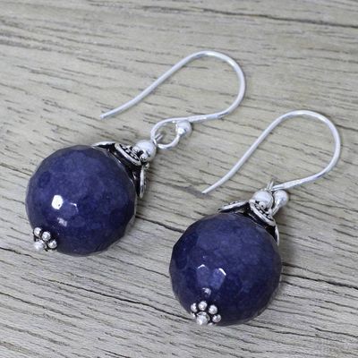 Alternate image for Violet Blue Aventurine and Sterling Silver Dangle Earrings Blue Violet Exuberance