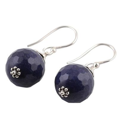 Alternate image for Violet Blue Aventurine and Sterling Silver Dangle Earrings Blue Violet Exuberance
