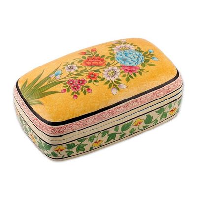 Alternate image for Summer-Themed Hand-Painted Yellow Papier Mache Jewelry Box Whispers of Summer
