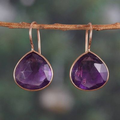 Alternate image for 18k Rose Gold-Plated 11-Carat Amethyst Drop Earrings Spiritual Sparks