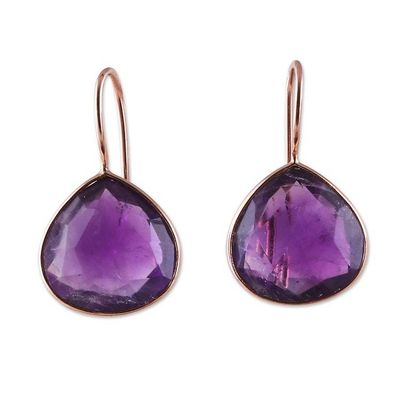 Alternate image for 18k Rose Gold-Plated 11-Carat Amethyst Drop Earrings Spiritual Sparks