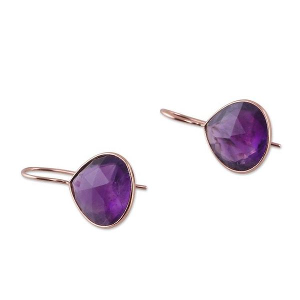Alternate image for 18k Rose Gold-Plated 11-Carat Amethyst Drop Earrings Spiritual Sparks