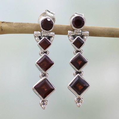 Primary image for Hand Made Jewelry Sterling Silver and Garnet Earrings Ravishing Red