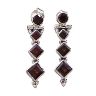 Alternate image for Hand Made Jewelry Sterling Silver and Garnet Earrings Ravishing Red