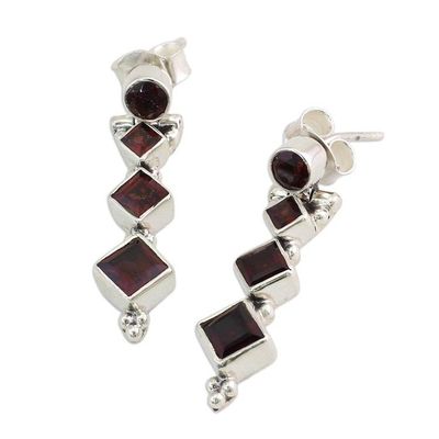 Alternate image for Hand Made Jewelry Sterling Silver and Garnet Earrings Ravishing Red