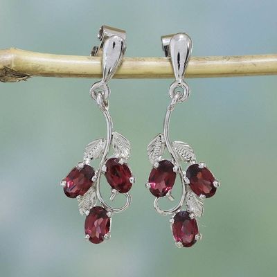 Alternate image for Garnet dangle earrings Deep Red Wine