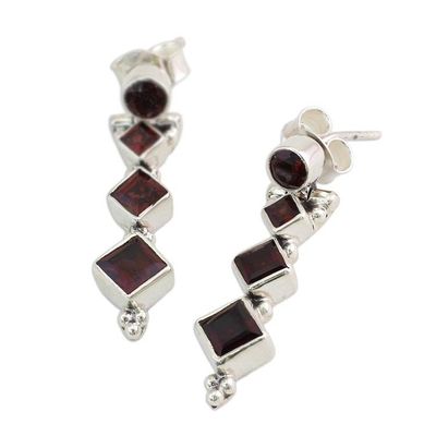 Alternate image for Hand Made Jewelry Sterling Silver and Garnet Earrings Ravishing Red