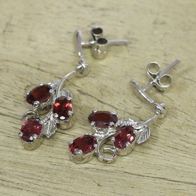 Alternate image for Garnet dangle earrings Deep Red Wine