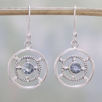 Primary image for Blue Topaz and Sterling Silver Dangle Earrings from India Blue Wheels
