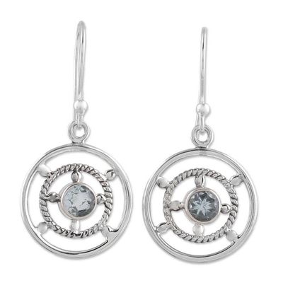 Alternate image for Blue Topaz and Sterling Silver Dangle Earrings from India Blue Wheels