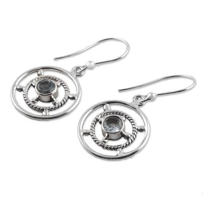 Alternate image for Blue Topaz and Sterling Silver Dangle Earrings from India Blue Wheels