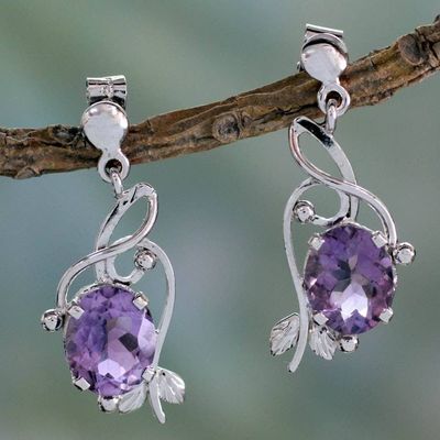 Alternate image for Handcrafted 8 Carat Amethyst Earrings Jungle Orchid