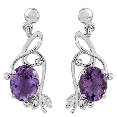 Alternate image for Handcrafted 8 Carat Amethyst Earrings Jungle Orchid