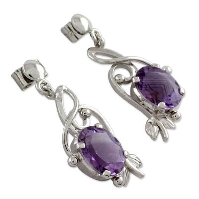 Alternate image for Handcrafted 8 Carat Amethyst Earrings Jungle Orchid