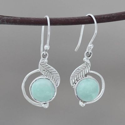 Primary image for Leaf-Themed Larimar Dangle Earrings from India Charismatic Leaves