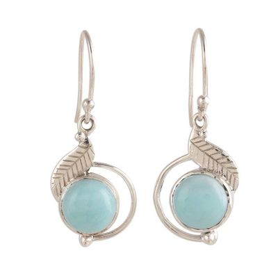 Alternate image for Leaf-Themed Larimar Dangle Earrings from India Charismatic Leaves