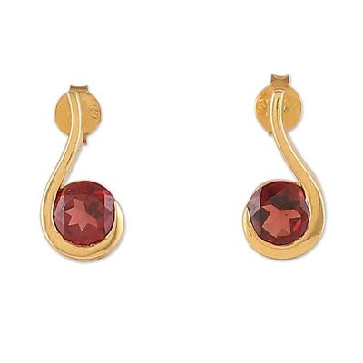 Alternate image for 22k Gold-Plated One-Carat Natural Garnet Drop Earrings Edens Cherry Droplet
